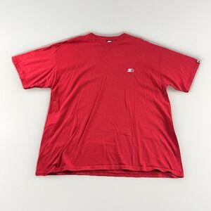 Vintage Starter T-Shirt Mens XL Red Embroidered Blank Y2K Short Sleeve Crewneck